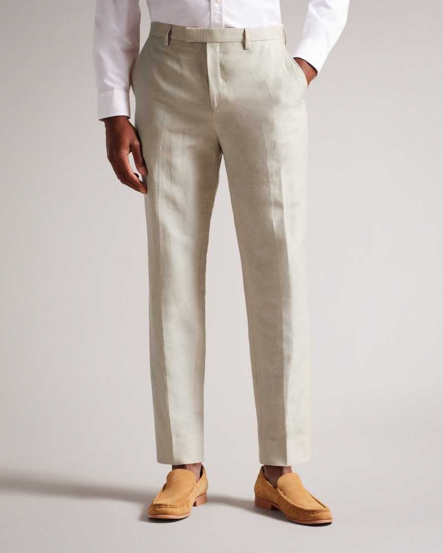 Ted Baker Lancet Slim Fit Wool Linen Trousers Stone | 21658-VTQD