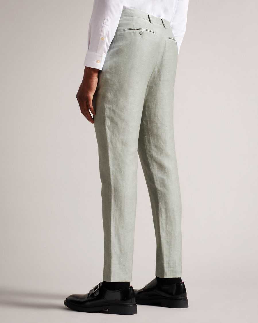 Ted Baker Lancet Slim Fit Wool Linen Trousers Light Green | 15694-HZNI