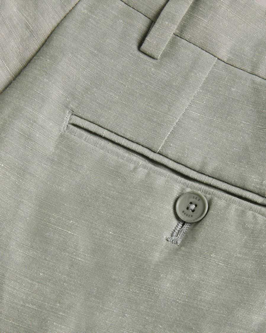 Ted Baker Lancet Slim Fit Wool Linen Trousers Light Green | 15694-HZNI