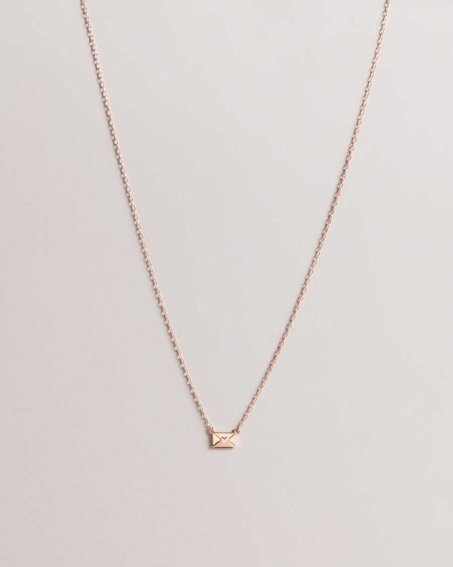 Ted Baker Laressa Love Letter Pendant Necklace Pale Pink | 08261-GAKM