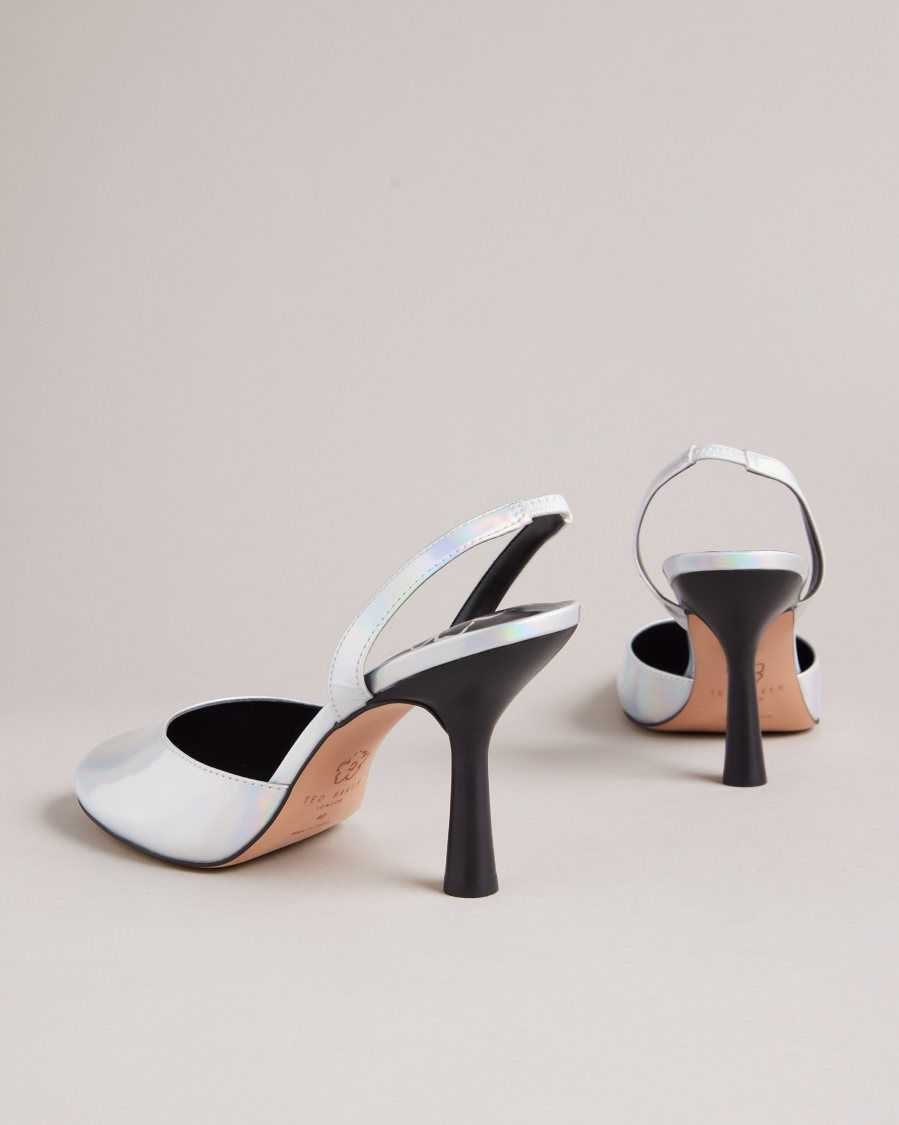 Ted Baker Larria Holographic Slingback Heels Silver | 51897-TVDP