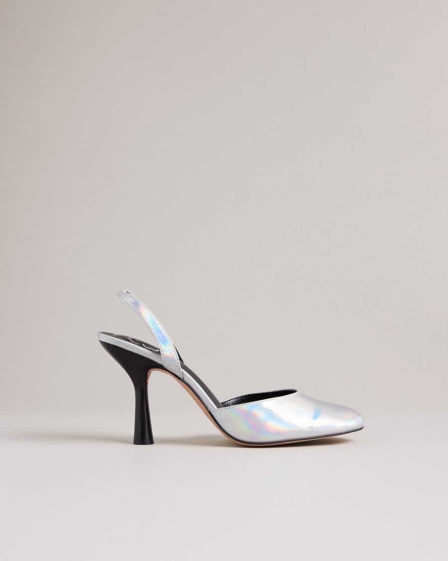 Ted Baker Larria Holographic Slingback Heels Silver | 51897-TVDP