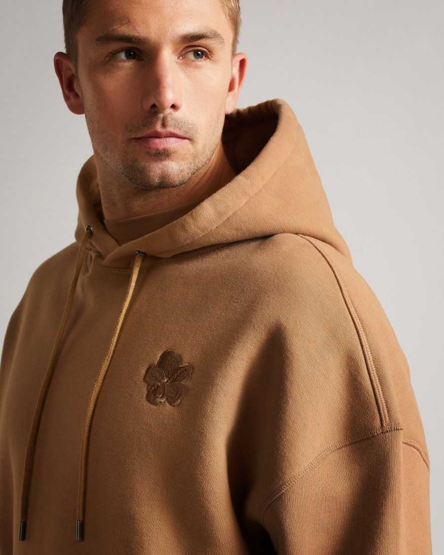 Ted Baker Lavery Long Sleeve Heavy Weight Hoodie Camel | 13945-HYOU