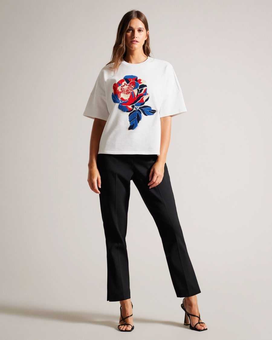 Ted Baker Leniaa Embroidered Coronation Graphic T-Shirt White | 70239-YOJL