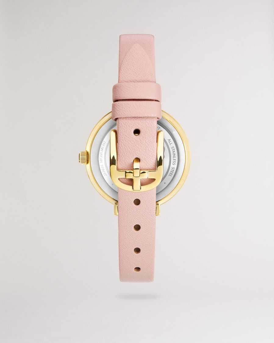 Ted Baker Lesedi Daisy Print Dial Leather Strap Watch Pink | 47360-YAIP