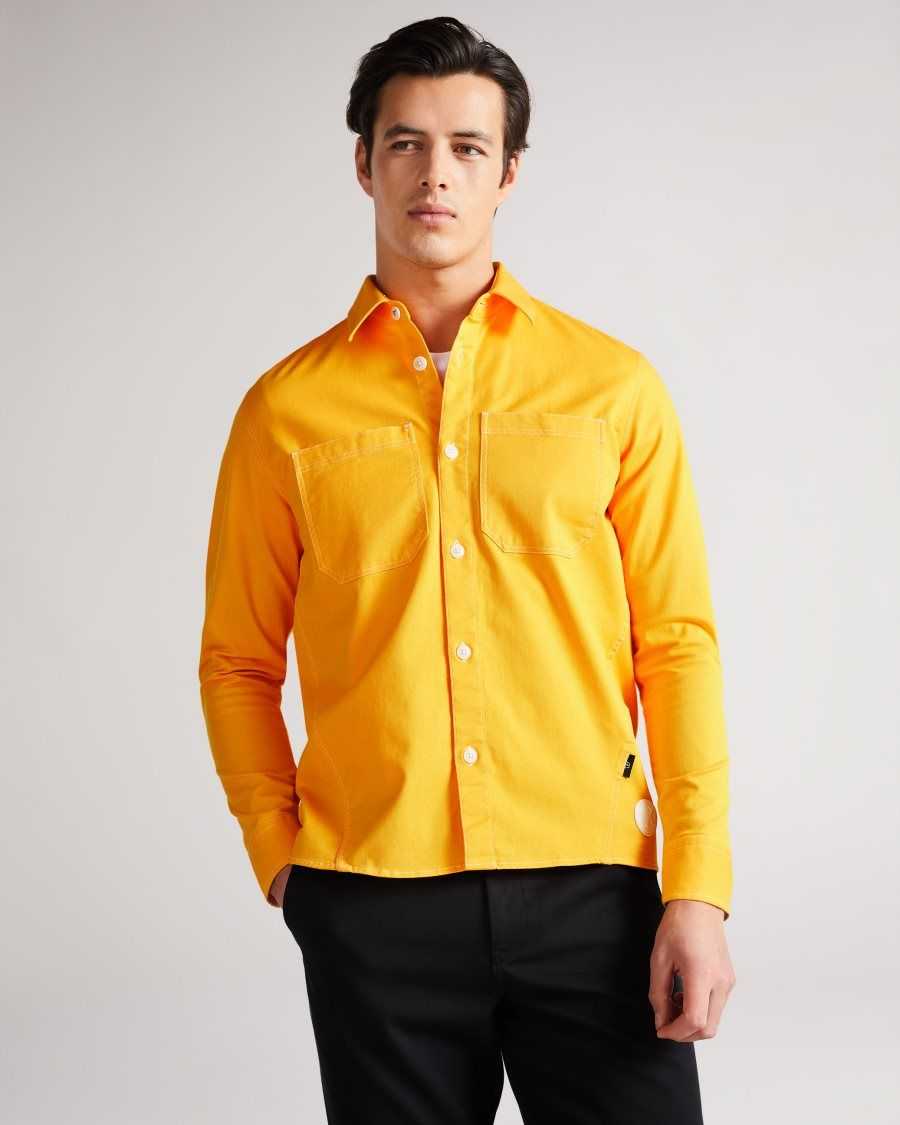 Ted Baker Leytun Twill Shacket Yellow | 94016-CSTF