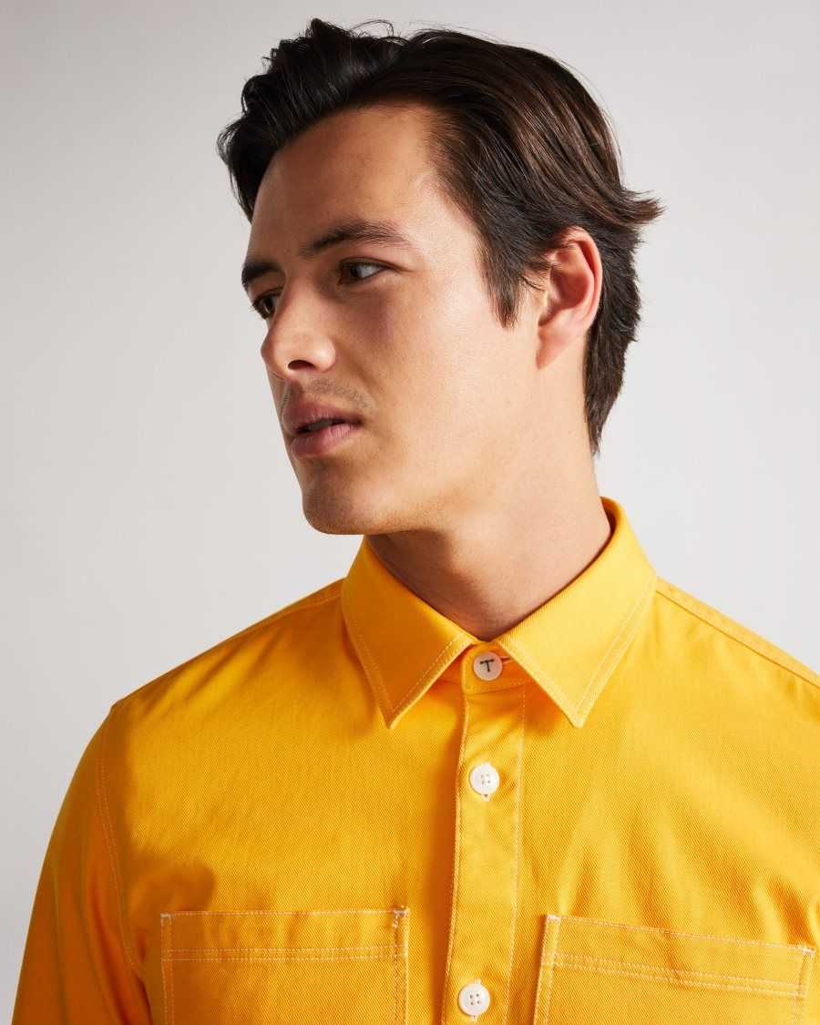 Ted Baker Leytun Twill Shacket Yellow | 94016-CSTF