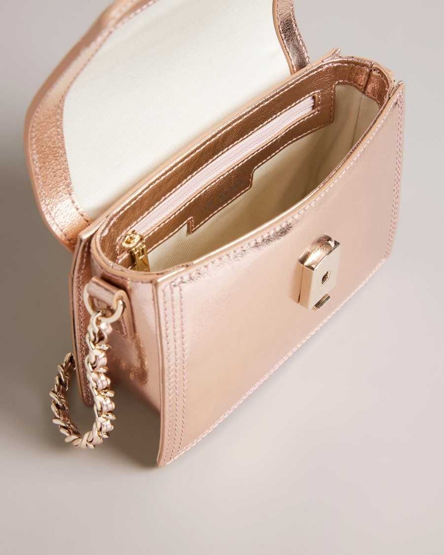 Ted Baker Libbe Leather Crossbody Bag Rose Gold | 29675-ILRA