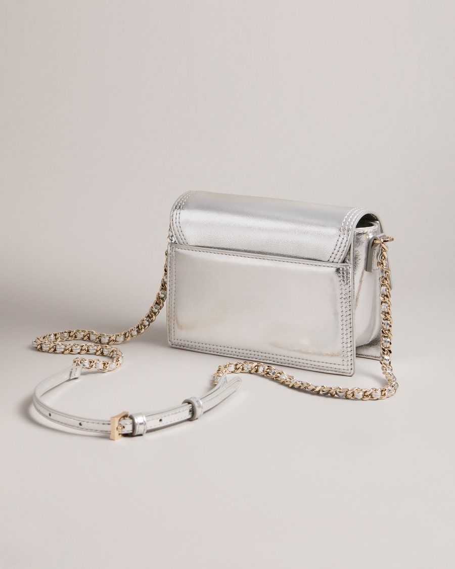 Ted Baker Libbe Leather Crossbody Bag Silver | 63419-SOEZ