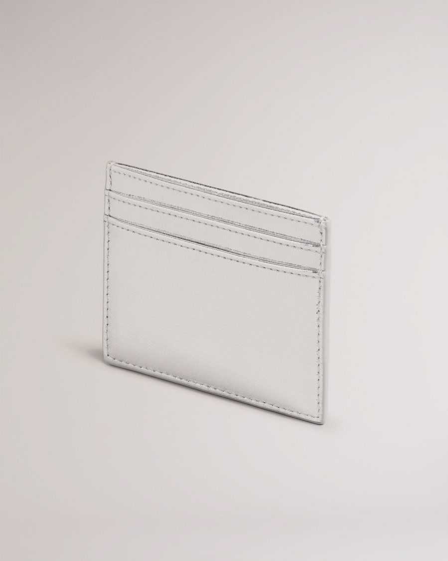 Ted Baker Liibbaa Metallic Cardholder Silver | 31968-XEGN