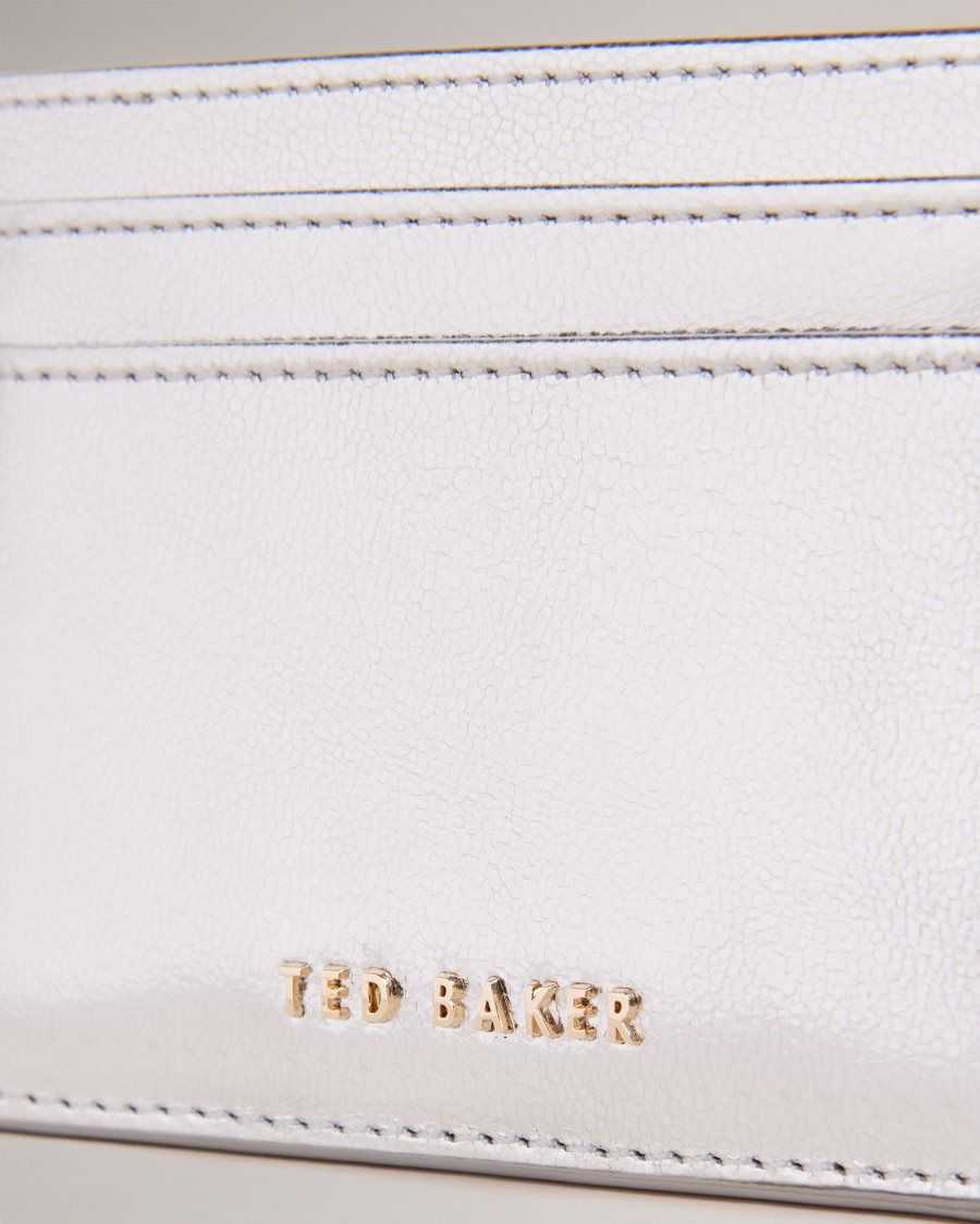 Ted Baker Liibbaa Metallic Cardholder Silver | 31968-XEGN