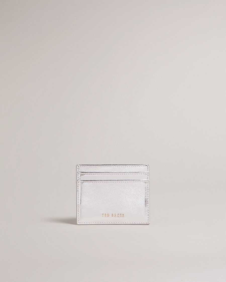 Ted Baker Liibbaa Metallic Cardholder Silver | 31968-XEGN