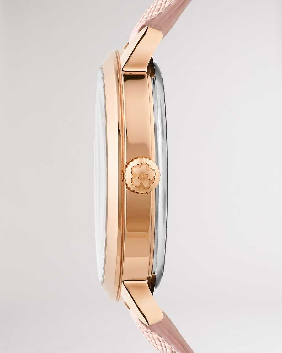 Ted Baker Lilann Magnolia Dial Leather Strap Watch Pink | 90568-KZNM