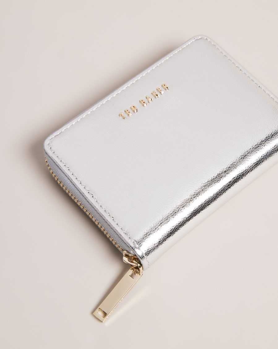 Ted Baker Lilleee Small Zip Around Leather Purse Silver | 38976-TXEQ