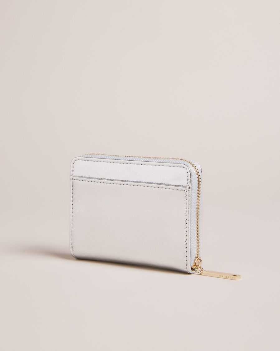 Ted Baker Lilleee Small Zip Around Leather Purse Silver | 38976-TXEQ