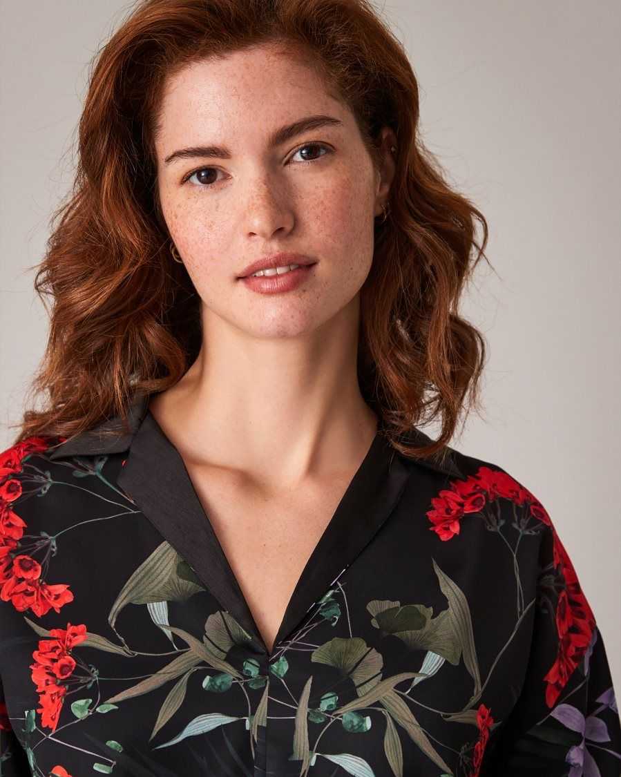 Ted Baker Lillth Floral Print Pyjama Set Black | 02459-LVRA