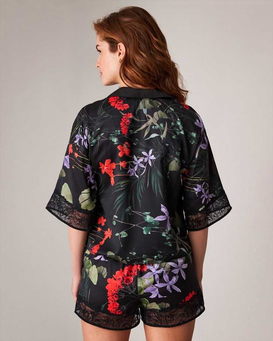 Ted Baker Lillth Floral Print Pyjama Set Black | 02459-LVRA