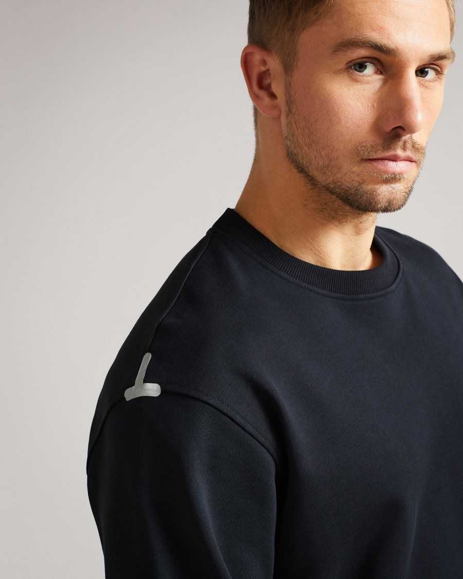 Ted Baker Linford Long Sleeve Active Jersey Sweatshirt Black | 54379-ENFW