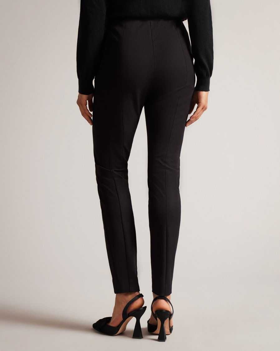 Ted Baker Liroi High Waisted Trousers With Faux Poppers Black | 80146-VLKW