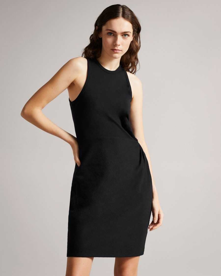 Ted Baker Livviaa Knot Front Jersey Dress Black | 16209-APFG