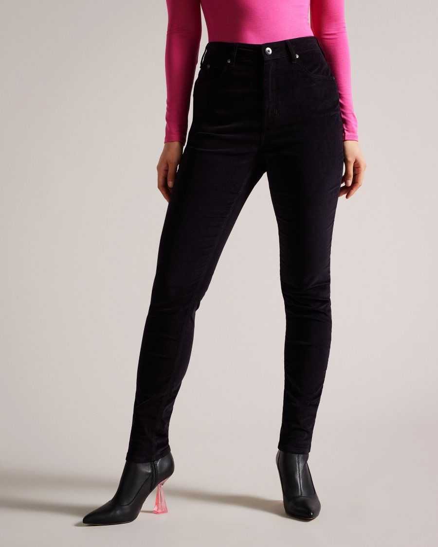 Ted Baker Livviah Velvet Skinny Leg Jeans Black | 70368-PQVW