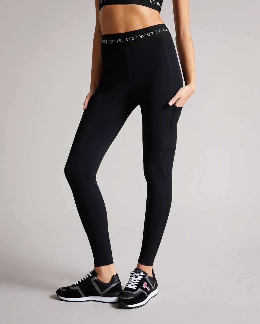 Ted Baker Llaneyy Breathable Branded Leggings Black | 81274-IOWD