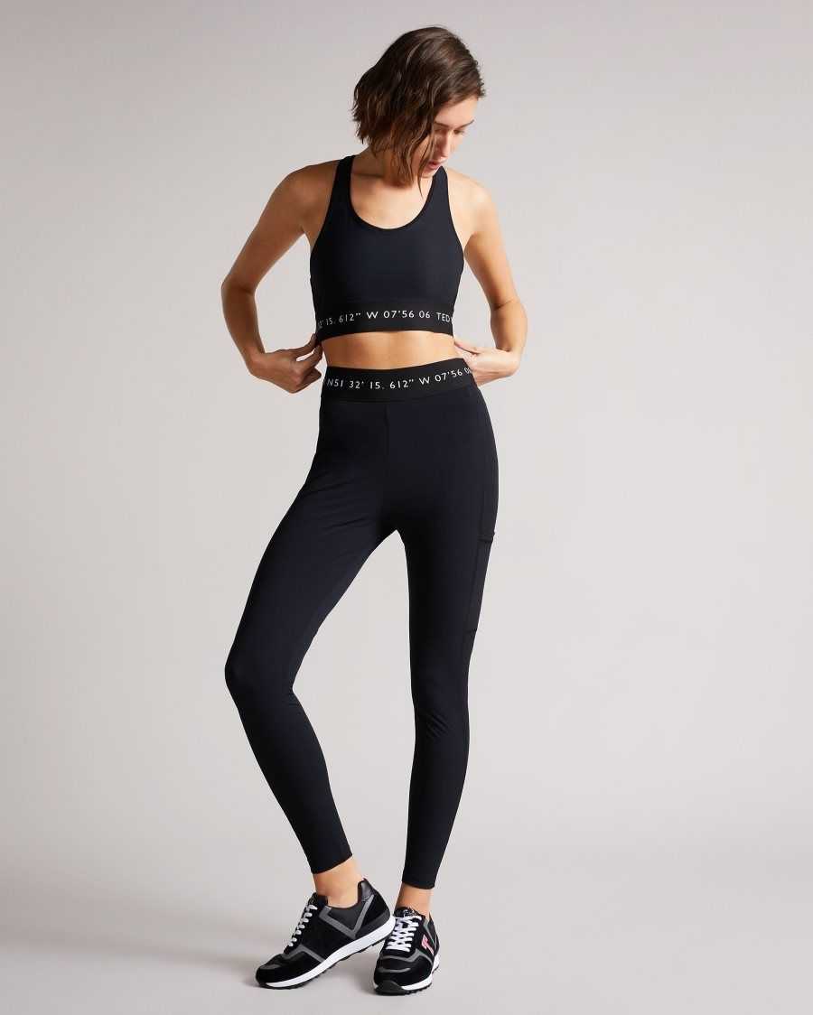 Ted Baker Llaneyy Breathable Branded Leggings Black | 81274-IOWD