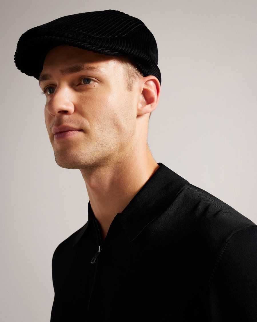 Ted Baker Loganss Cord Flat Cap Black | 90873-ZKNY