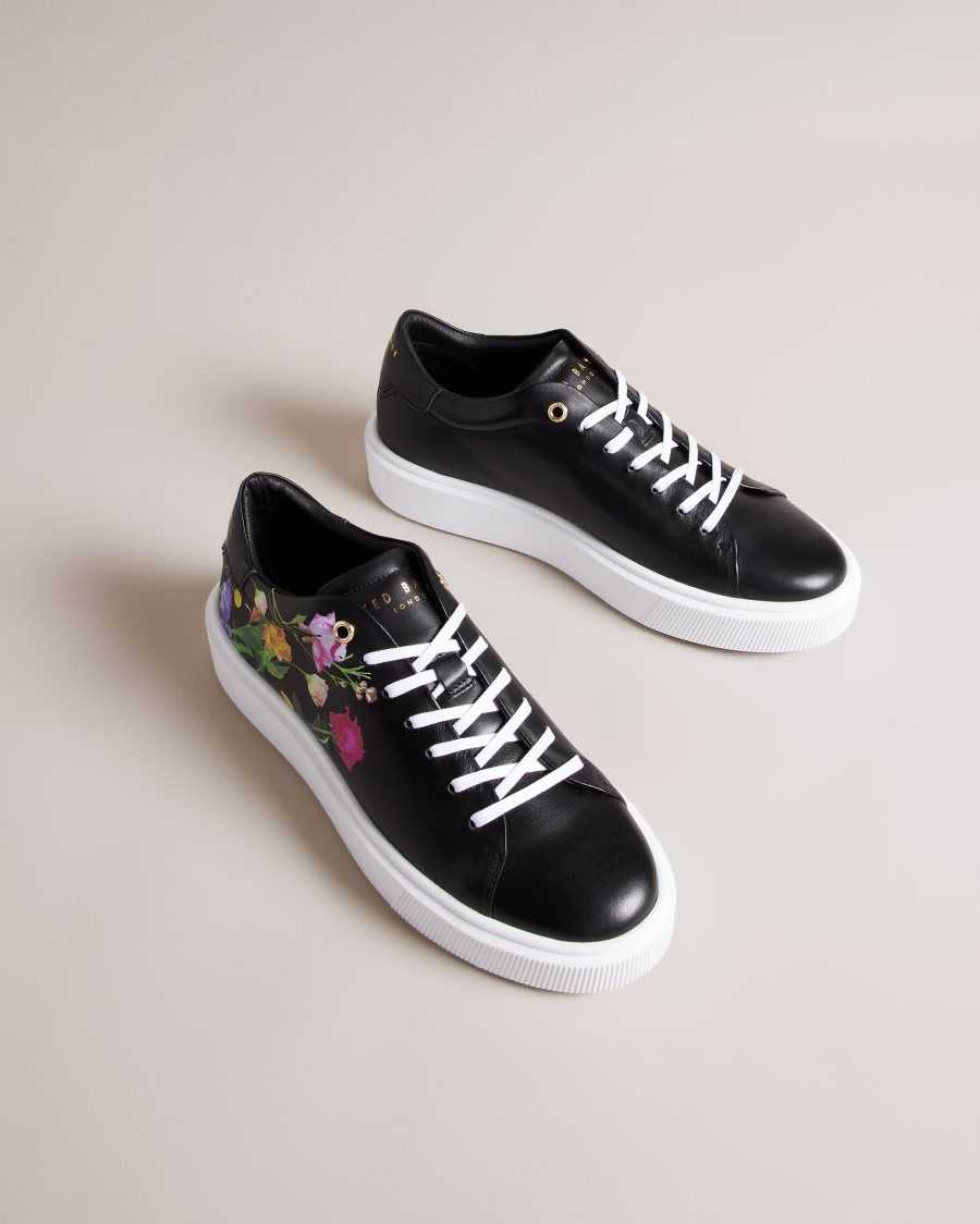 Ted Baker Lorayy Floral Printed Platform Trainers Black | 52968-QAFK