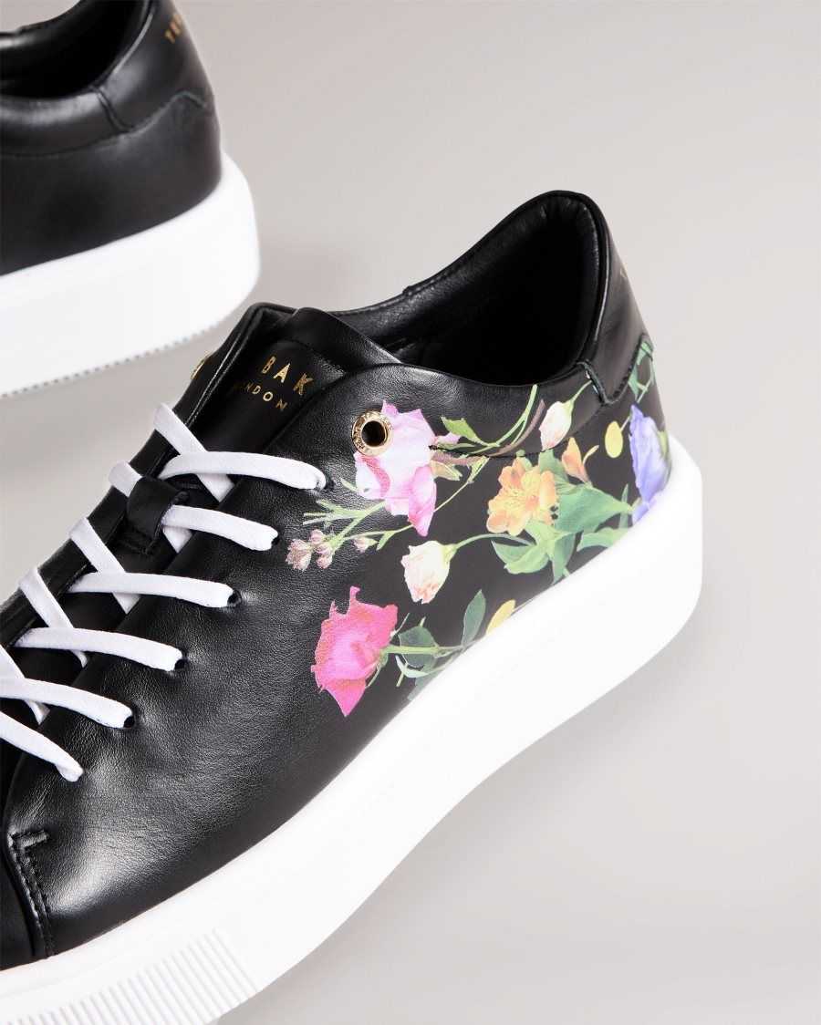 Ted Baker Lorayy Floral Printed Platform Trainers Black | 52968-QAFK