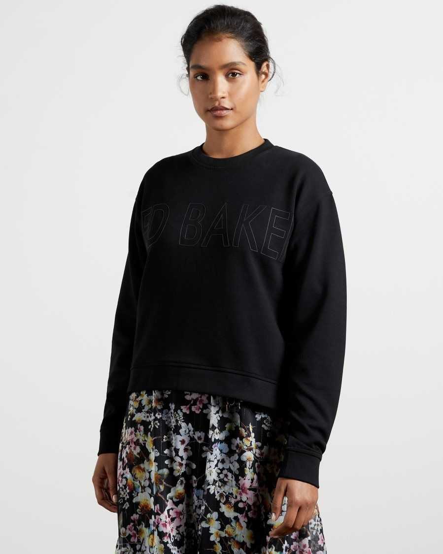 Ted Baker Lorito Logo Sweatshirt Black | 34571-RBHA