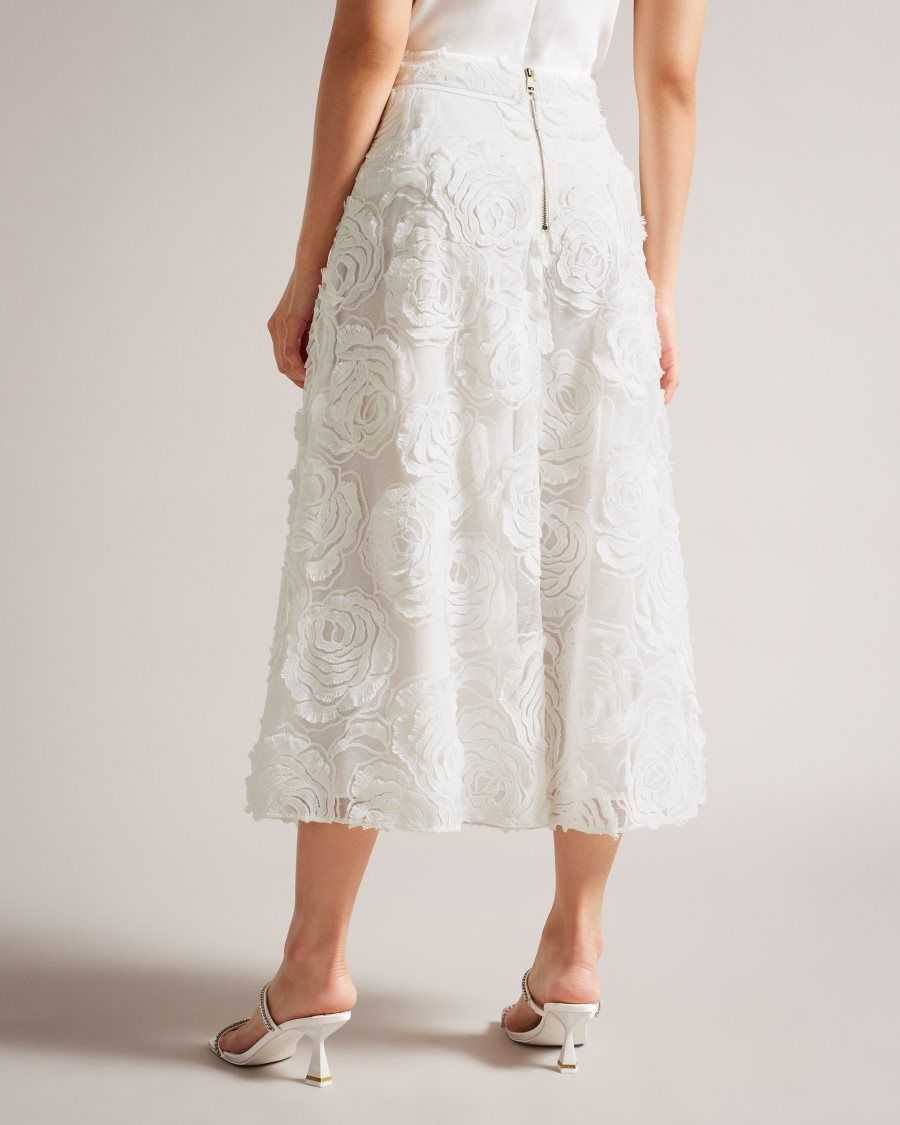 Ted Baker Louelaa Midi Skirt With Pleats White | 73645-BONS