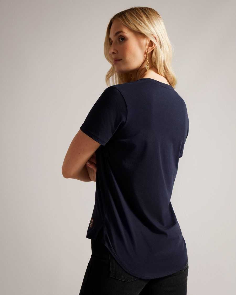 Ted Baker Lovage Easy Fit V Neck T Shirt Navy | 20376-YKQU