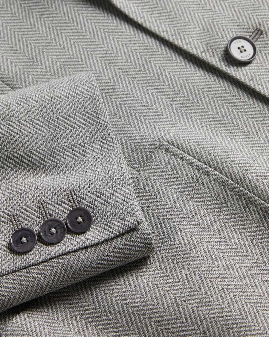 Ted Baker Luccaj Herringbone Jacket Grey | 61798-DWIX