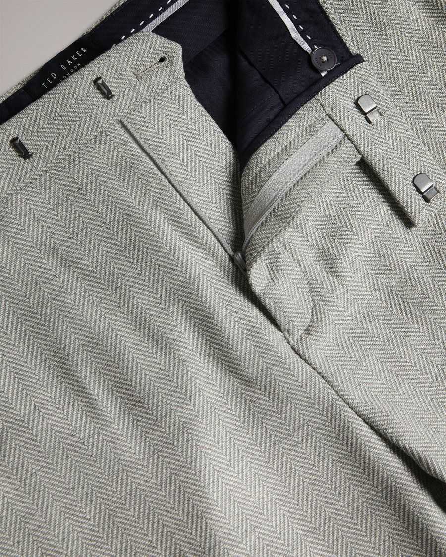 Ted Baker Lucciat Slim Fit Herringbone Trousers Grey | 04382-CDKS