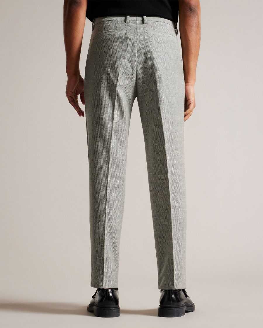 Ted Baker Lucciat Slim Fit Herringbone Trousers Grey | 04382-CDKS