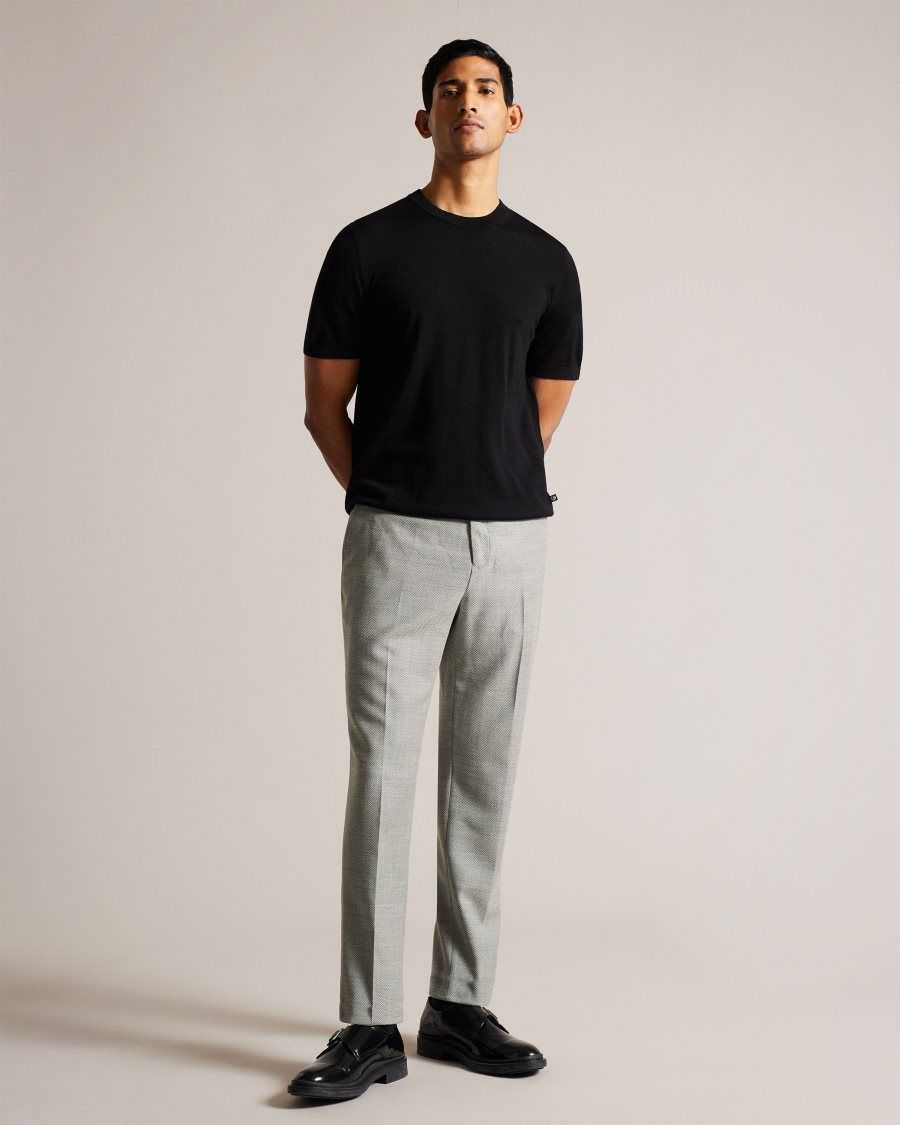 Ted Baker Lucciat Slim Fit Herringbone Trousers Grey | 04382-CDKS