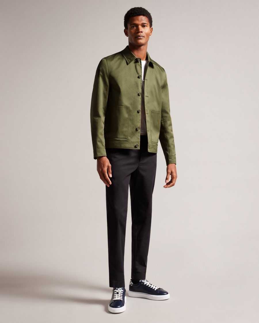 Ted Baker Lucianj Cotton Sateen Twill Jacket Dark Green | 49278-BLPZ