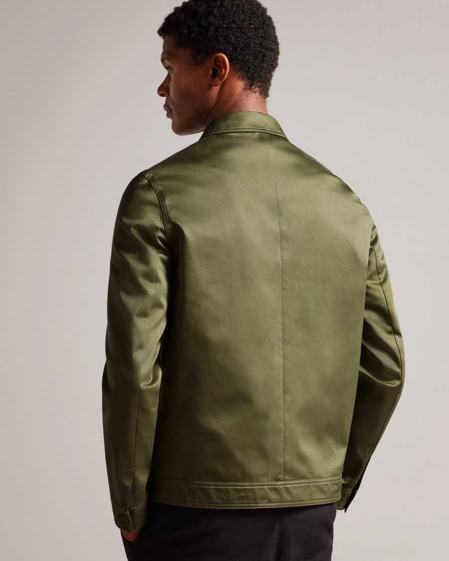 Ted Baker Lucianj Cotton Sateen Twill Jacket Dark Green | 49278-BLPZ