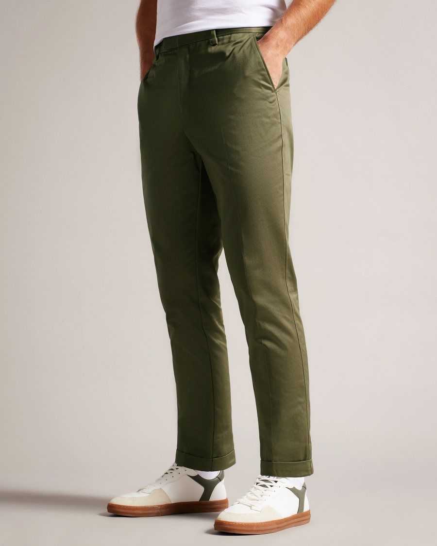 Ted Baker Luciant Slim Fit Twill Trousers Dark Green | 29374-TOIL