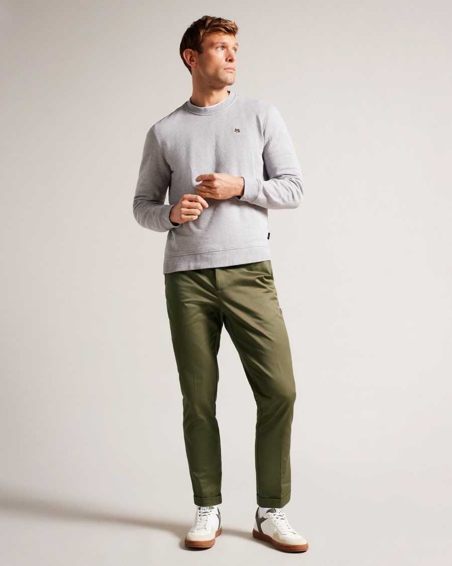 Ted Baker Luciant Slim Fit Twill Trousers Dark Green | 29374-TOIL