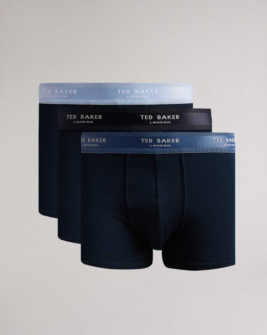 Ted Baker Lyam 3 Pack Assorted Trunks Navy | 12935-VTEF