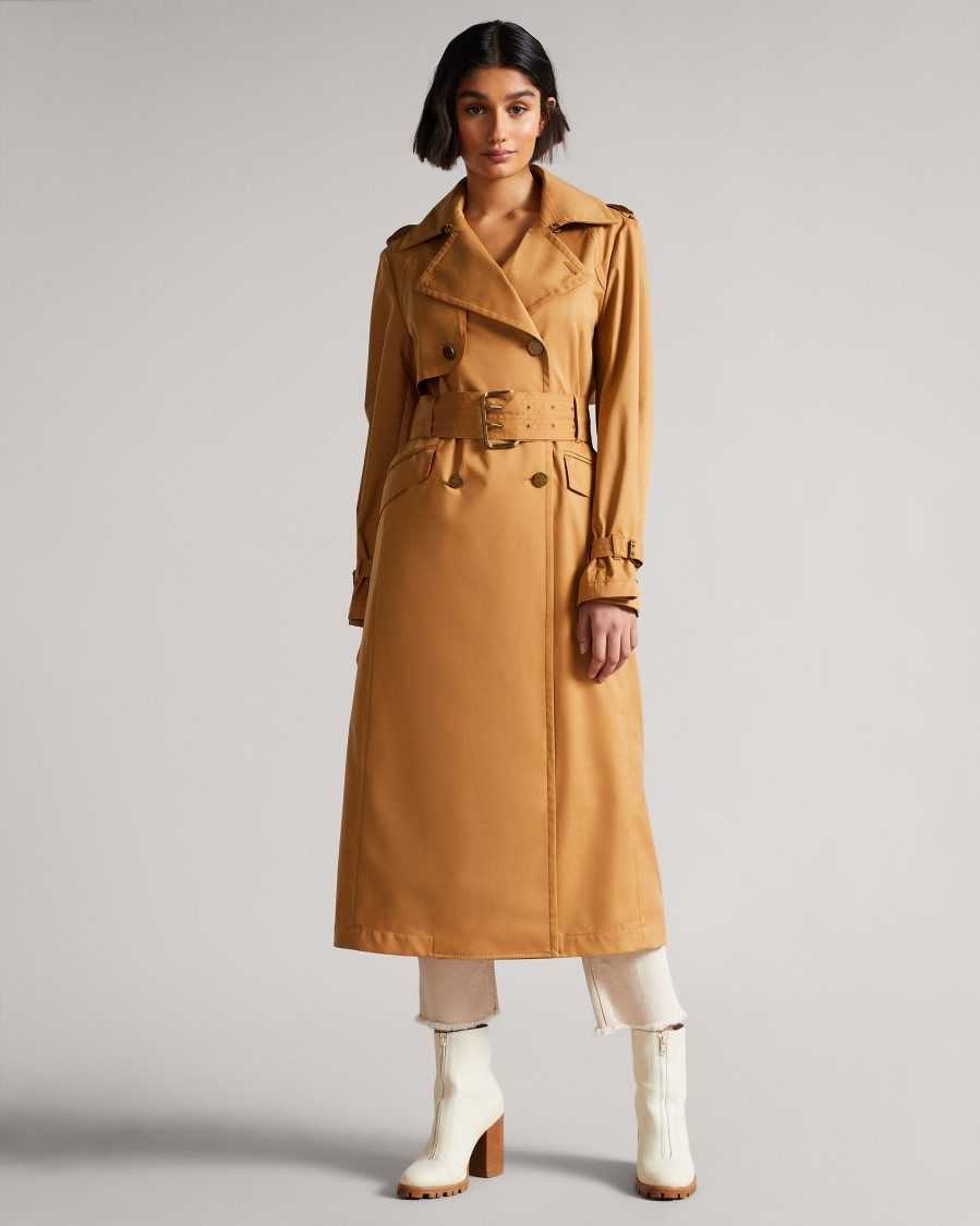 Ted Baker Maaeve Double Faced Lightweight Trench Coat Light Brown | 45923-COEL