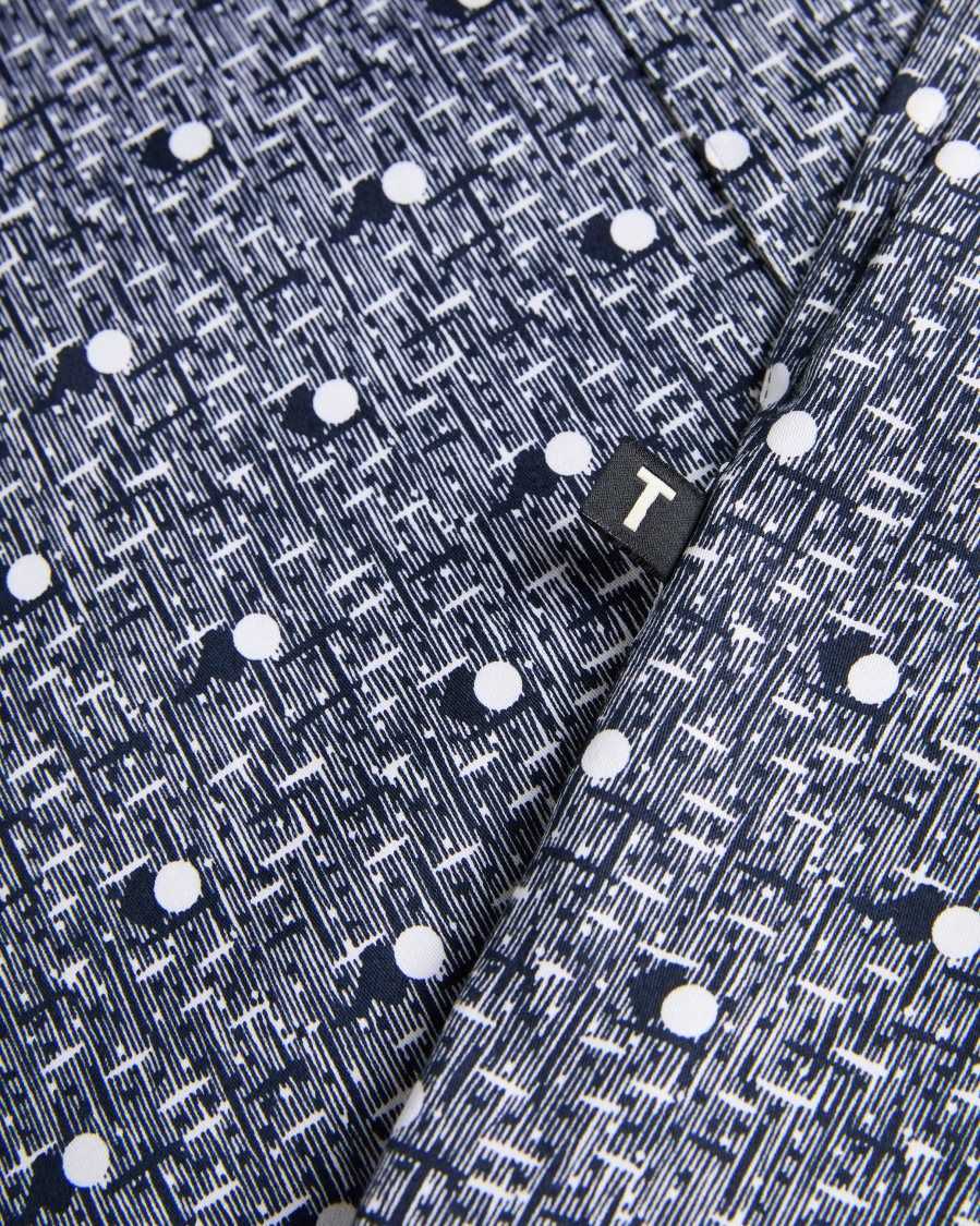 Ted Baker Maccle Long Sleeve Spot Print Shirt Navy | 63950-IRWT