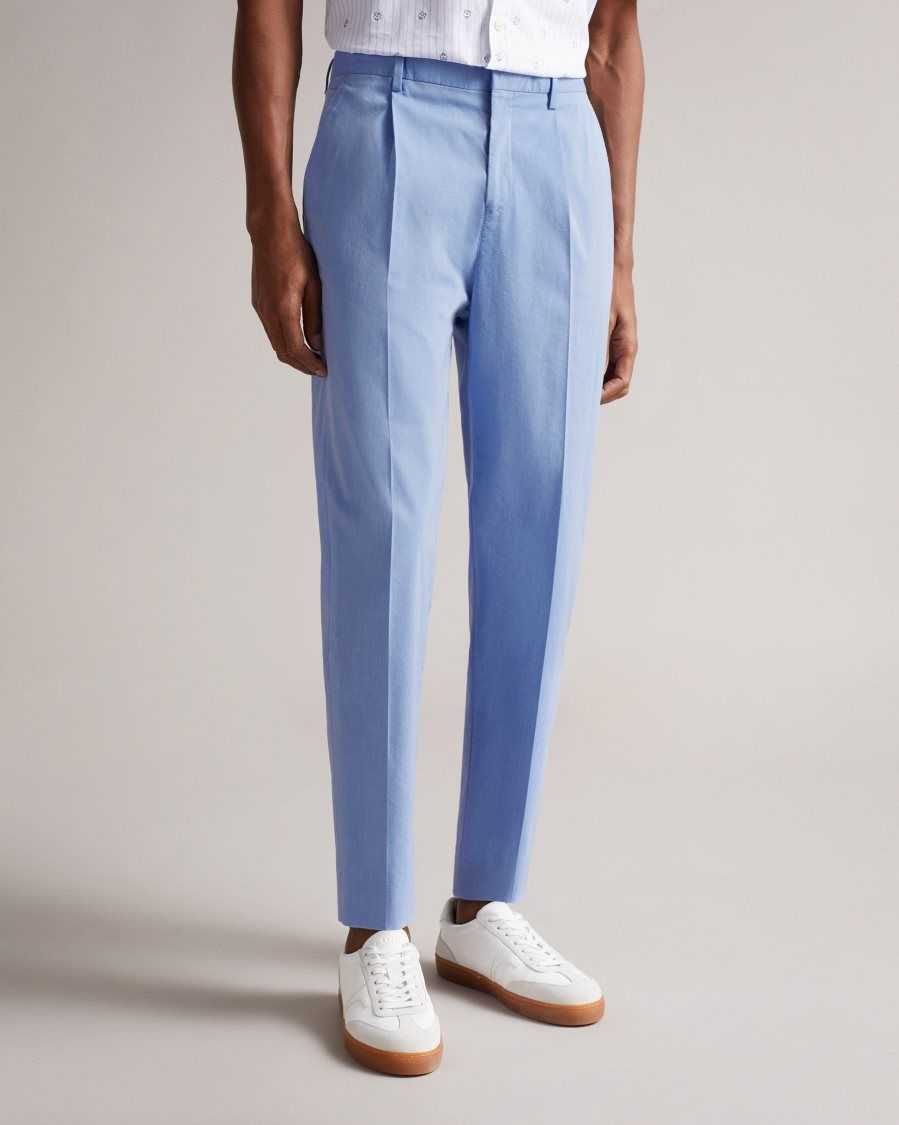 Ted Baker Madron Slim Fit Cotton Trousers Blue | 38490-QVPT