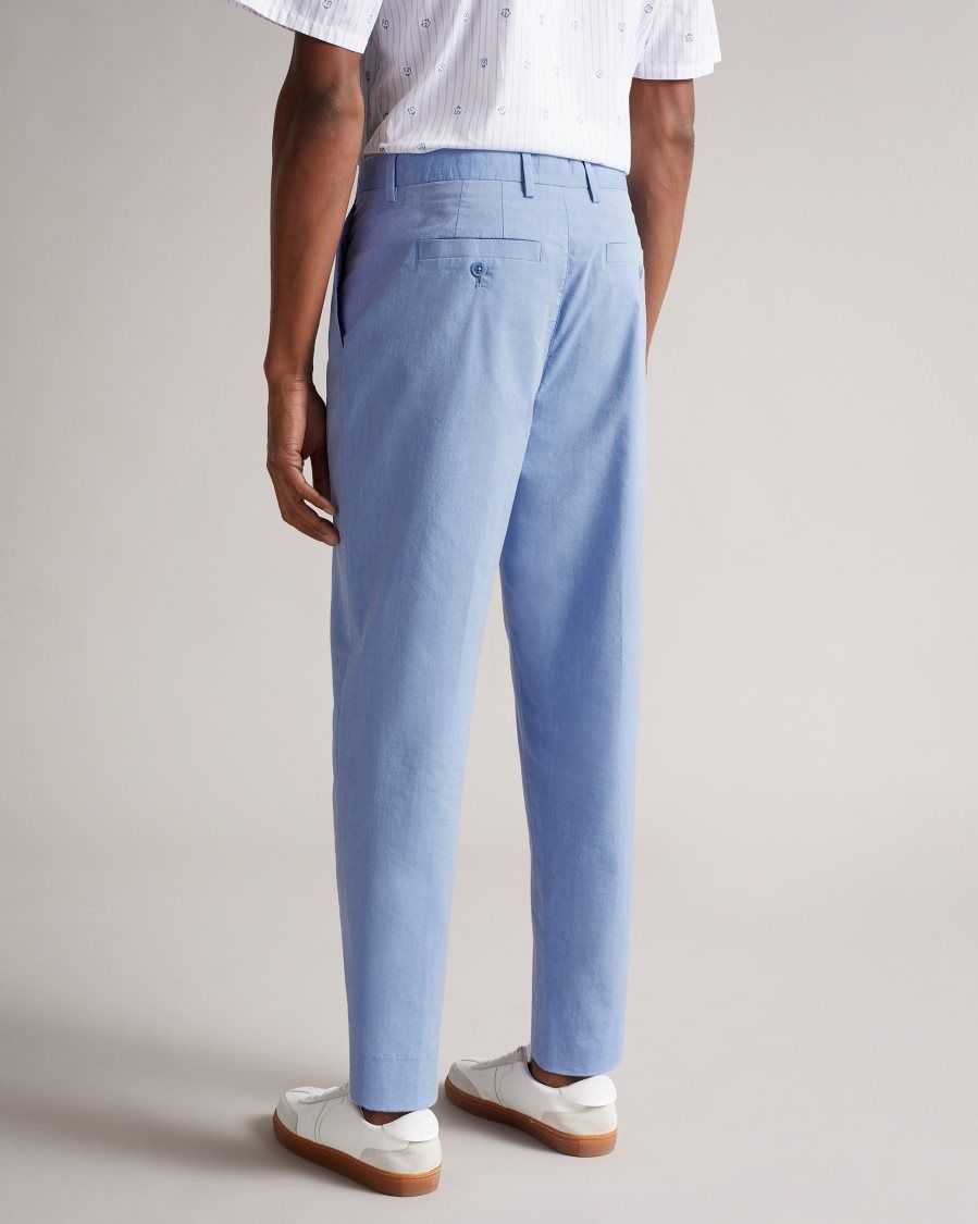 Ted Baker Madron Slim Fit Cotton Trousers Blue | 38490-QVPT