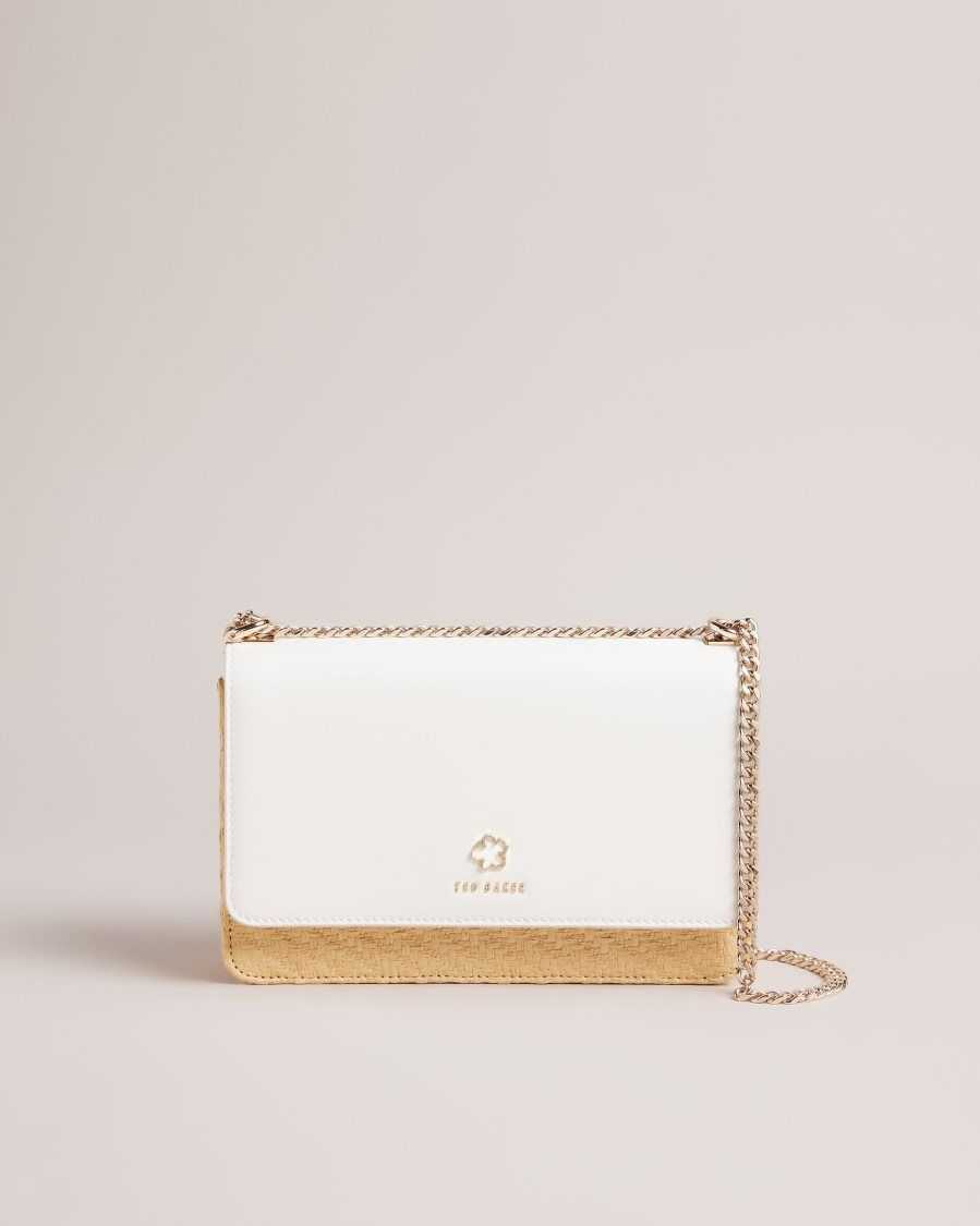 Ted Baker Magdie Magnolia Eyelet Woven Crossbody Bag Ecru | 26359-NJDK