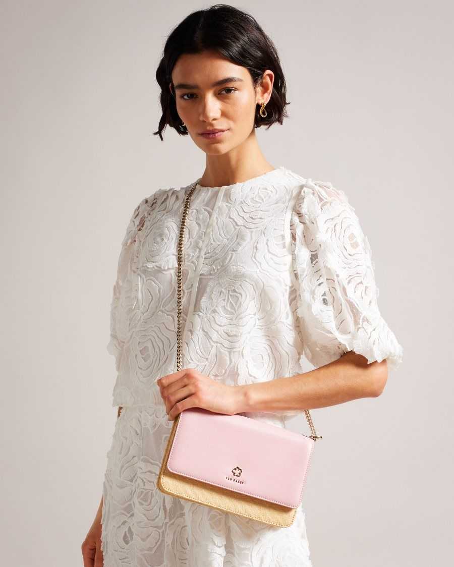 Ted Baker Magdie Magnolia Eyelet Woven Crossbody Bag Pale Pink | 98761-KJQN