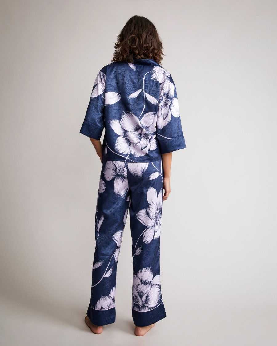 Ted Baker Magola Floral Shirt and Trousers Pyjama Set Navy | 71302-NUHV