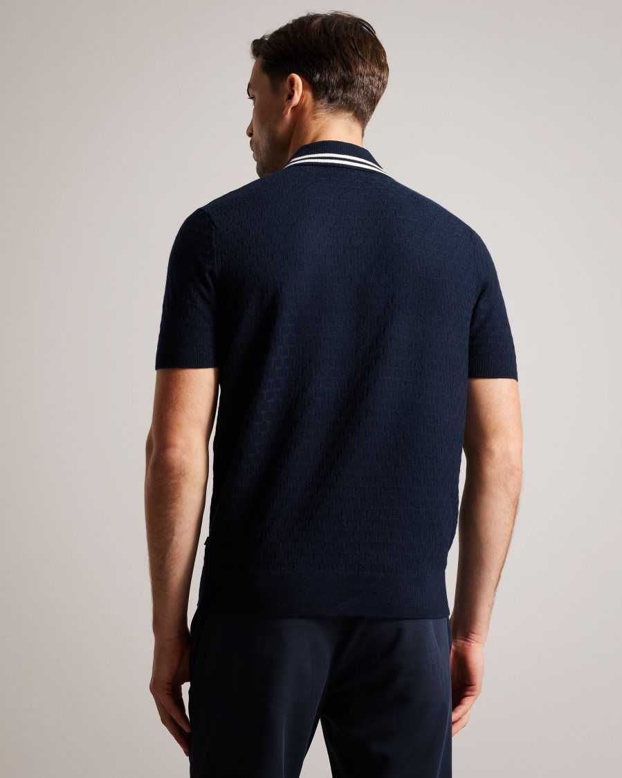 Ted Baker Mahana Short Sleeve Regular T Stitched Polo Shirt Navy | 49601-YNRJ